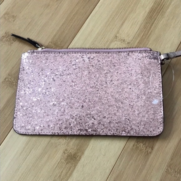 NWOT Kate Spade Pink Glitter Sparkle Clutch Wristlet Wallet Bag Handbag - Picture 5 of 9
